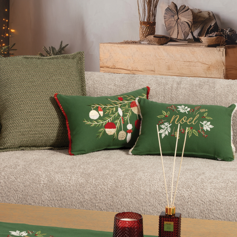 Χριστουγεννιάτικο Μαξιλάρι (30X45) Nef-Nef Homeware Noel Verde Green Red Χριστουγεννιάτικα Μαξιλάρια Spitishop