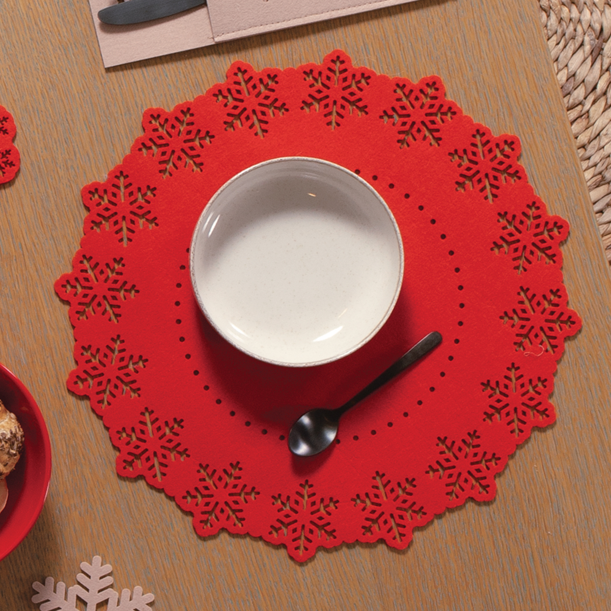 Χριστουγεννιάτικα Σουπλά (Σετ 2τμχ) Nef-Nef Homeware Snow Felt Red