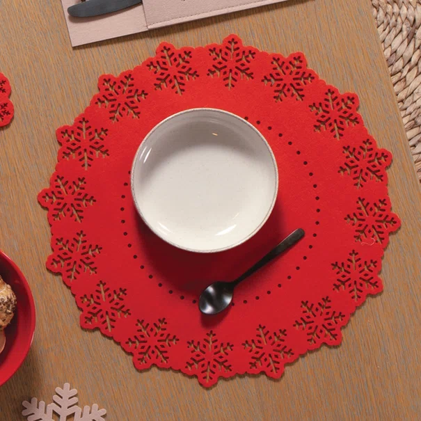 Χριστουγεννιάτικα Σουπλά (Σετ 2τμχ) Nef-Nef Homeware Snow Felt Red