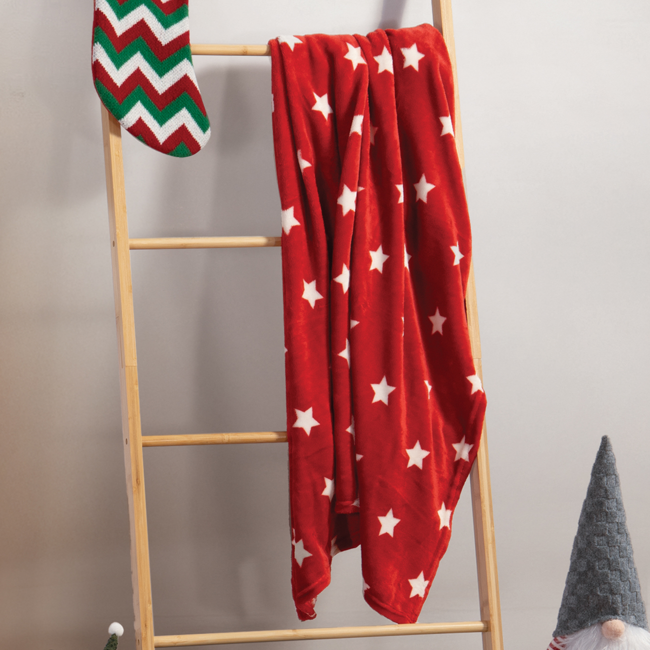 Χριστουγεννιάτικη Κουβέρτα Καναπέ Fleece (110x140) Nef-Nef Homeware Christmas Starlight Red/Ecru