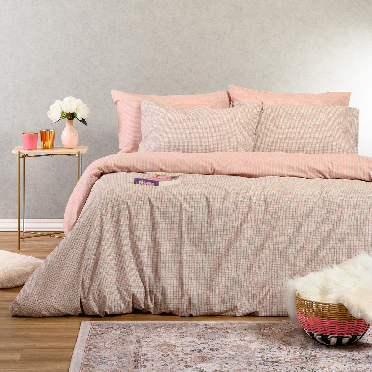 Παπλωματοθήκη Υπέρδιπλη (225x245) 2 Όψεων Melinen Casual Line Davide Rose
