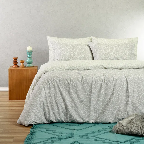 Παπλωματοθήκη Υπέρδιπλη (225x245) 2 Όψεων Melinen Casual Line Leo Aqua/Grey