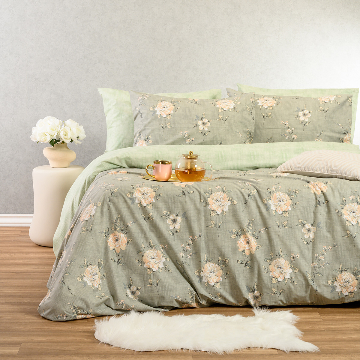 Σεντόνια Υπέρδιπλα (Σετ) Melinen Casual Line Gianna Grey/Aqua