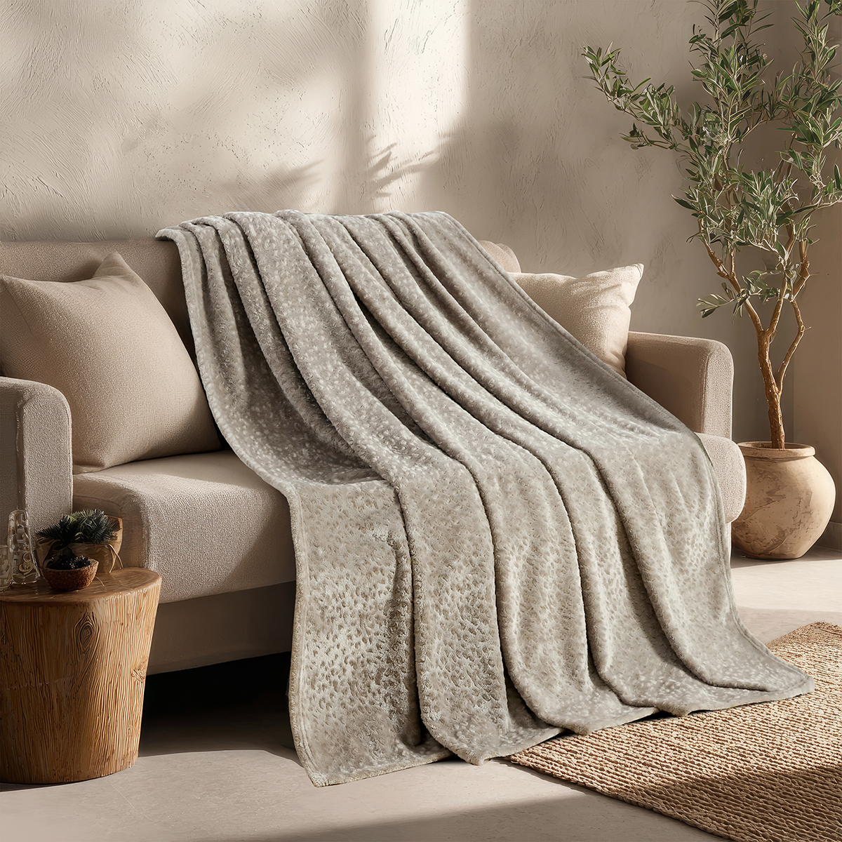 Ριχτάρι Καναπέ Τριθέσιου Fleece (170x300) Melinen Giza Greige