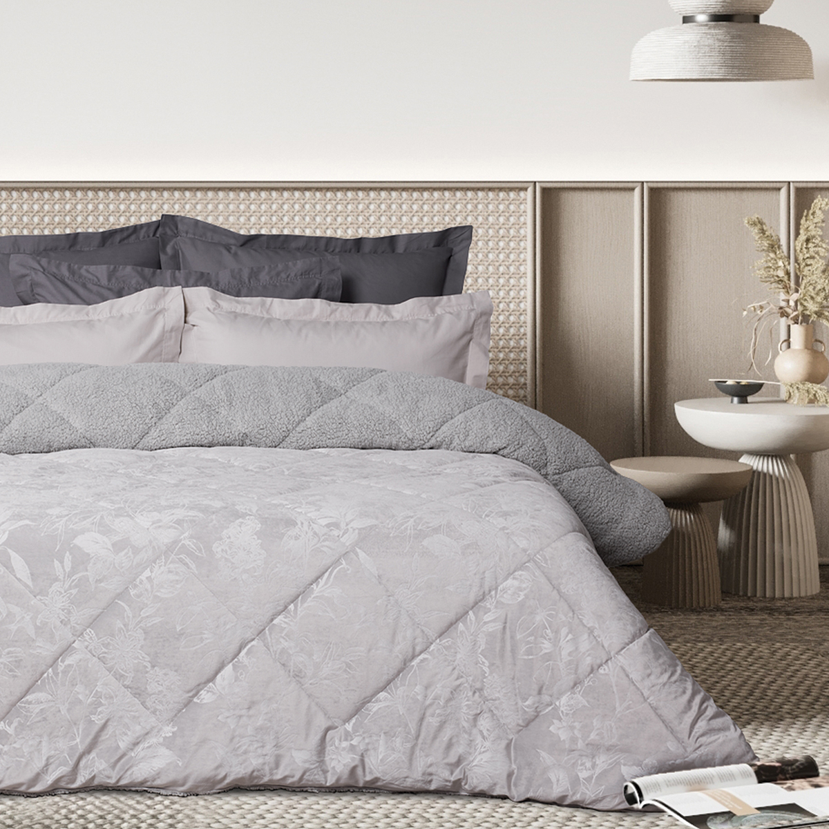 Κουβερτοπάπλωμα Υπέρδιπλο (220x240) Das Home 1376 Grey