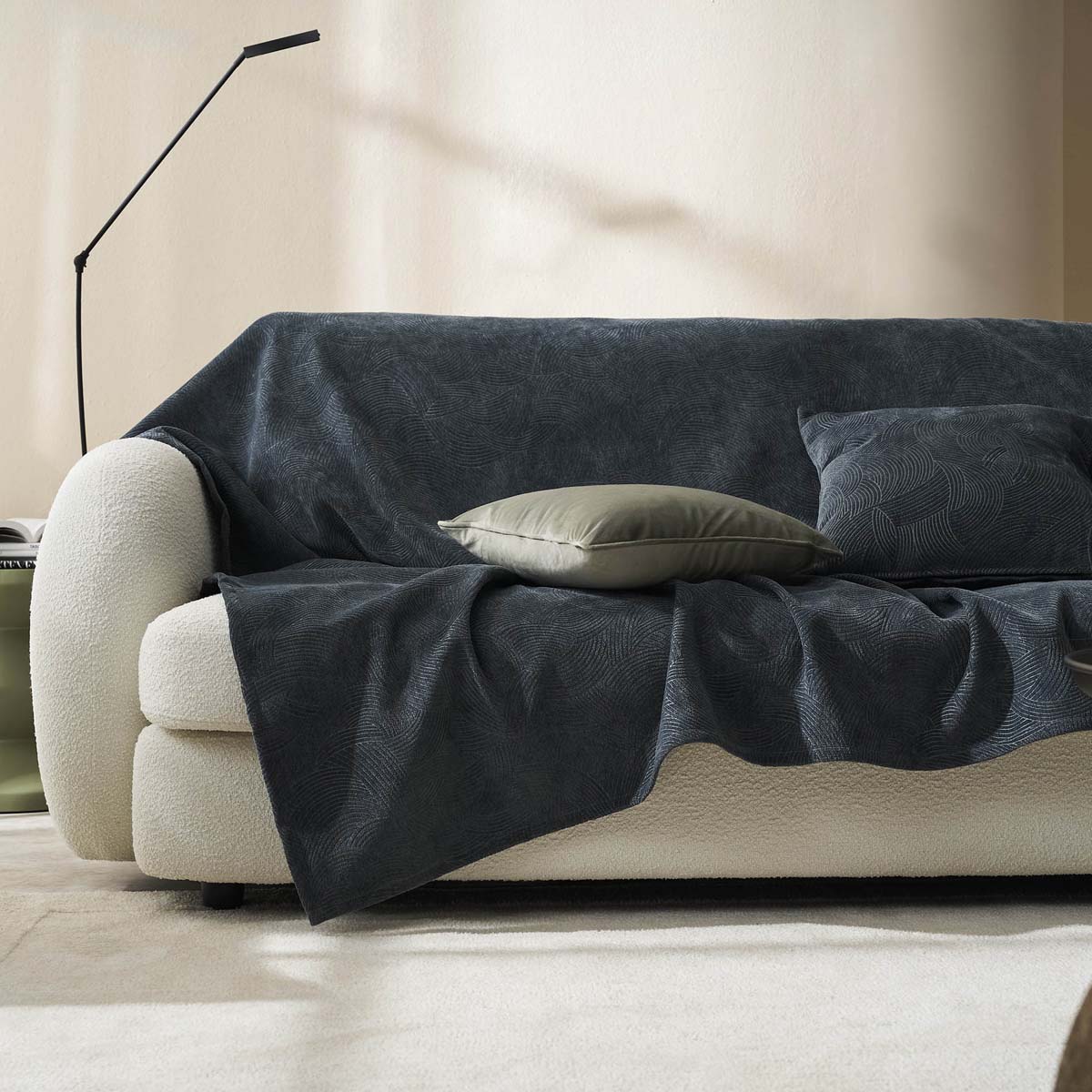 Ριχτάρι Καναπέ Τριθέσιου Βελουτέ (180x310) Gofis Home Nimbus Pearl Grey 447/42