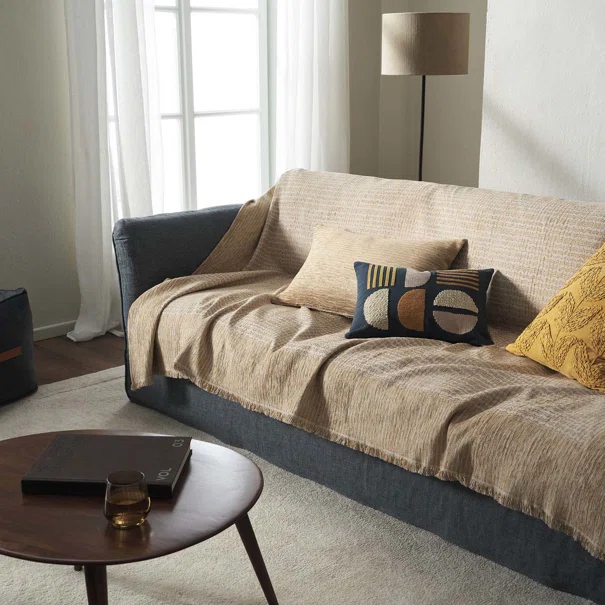 Ριχτάρι Καναπέ Τριθέσιου (180x310) Gofis Home Meadow Leaf Gold 160/04