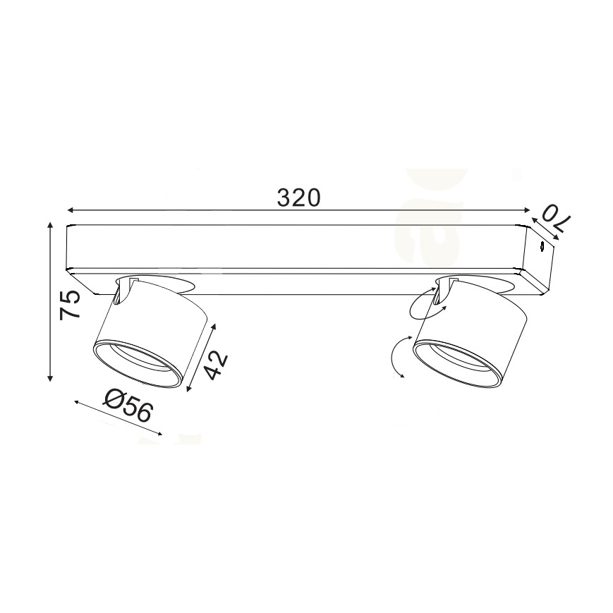 Σποτ Δίφωτο Led Aca Pluto Ra33Leds32Wh White Φωτιστικά Οροφής - Τοίχου Ράγες με Spitishop