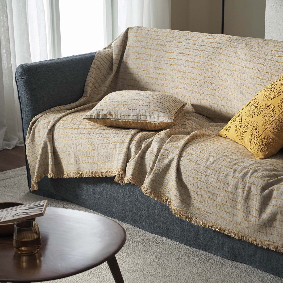 Ριχτάρι Πολυθρόνας 2 Όψεων (180x180) Gofis Home Vespera Leaf Gold 148/04
