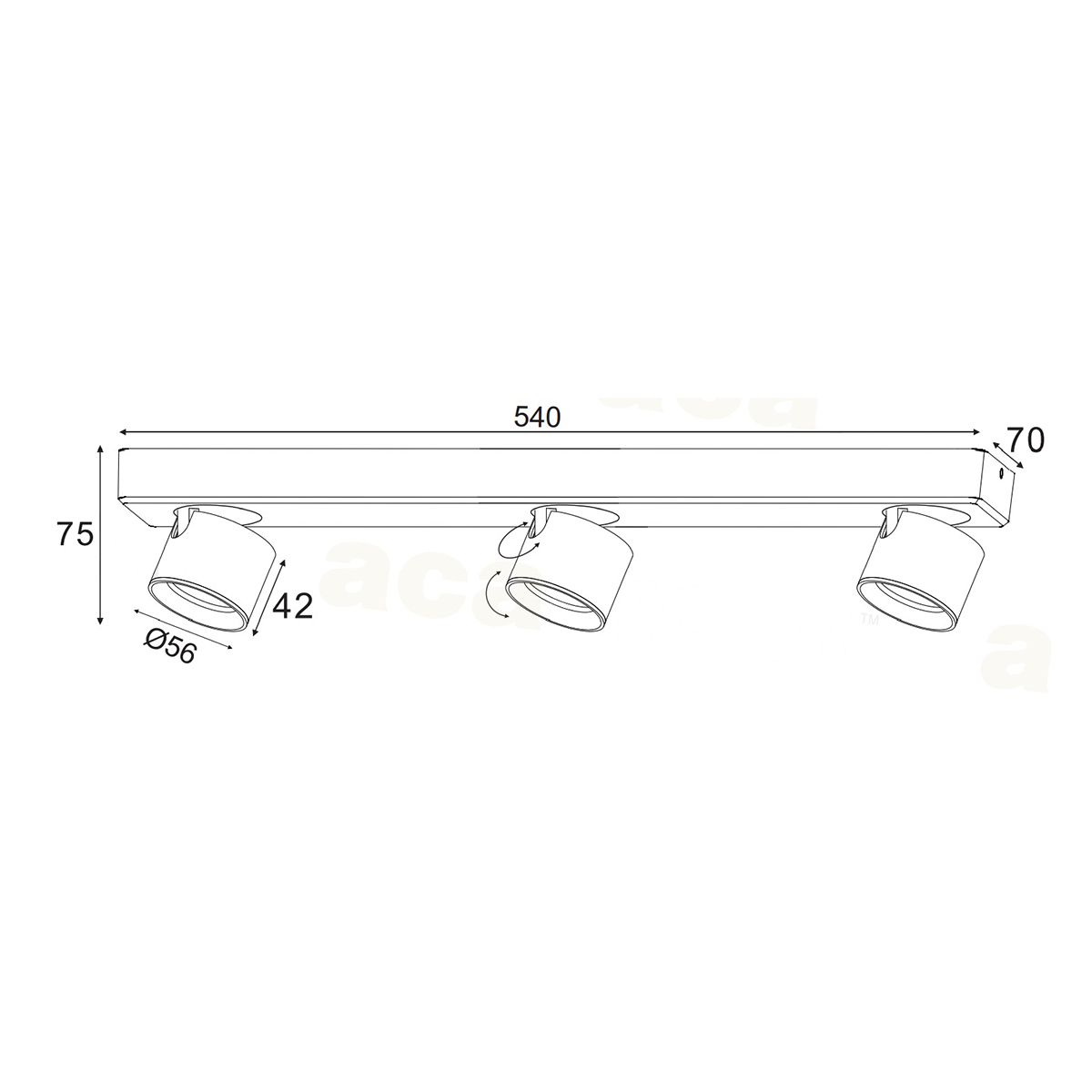 Σποτ Τρίφωτο Led Aca Pluto Ra33Leds54Gy Grey Φωτιστικά Οροφής - Τοίχου Ράγες με Spitishop