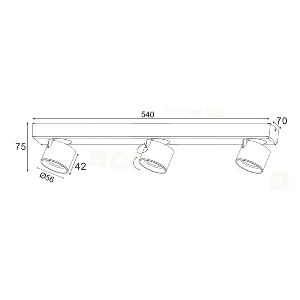 Σποτ Τρίφωτο LED Aca Pluto RA33LEDS54GY Grey