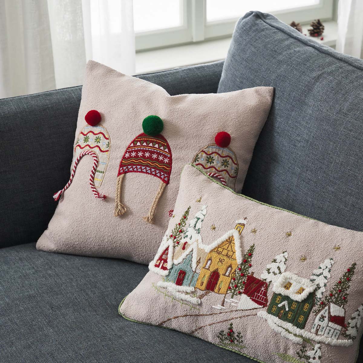 Χριστουγεννιάτικη Μαξιλαροθήκη (43X43) Gofis Home Xmas 298 Χριστουγεννιάτικα Μαξιλάρια Spitishop