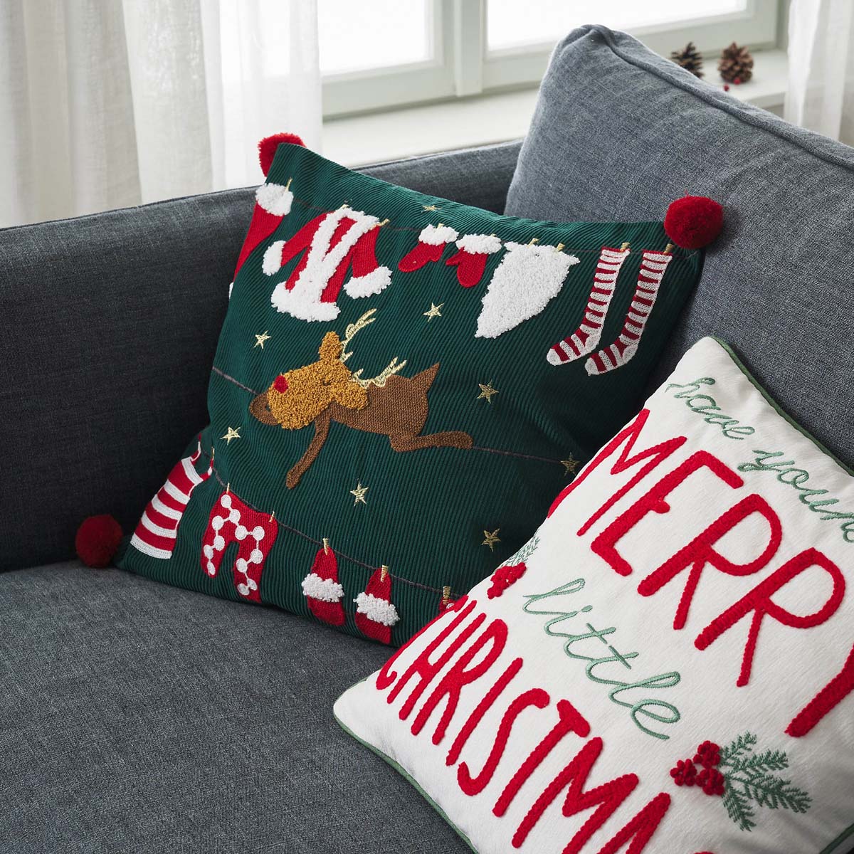 Χριστουγεννιάτικη Μαξιλαροθήκη (43X43) Gofis Home Xmas 385 Χριστουγεννιάτικα Μαξιλάρια Spitishop