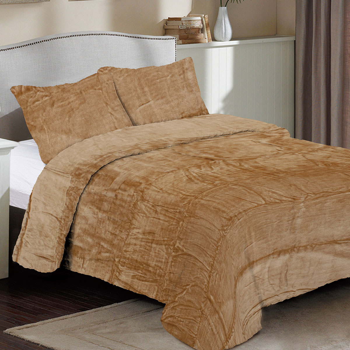 Κουβέρτα Fleece Υπέρδιπλη (220x240) Dimcol Solid 02 Beige