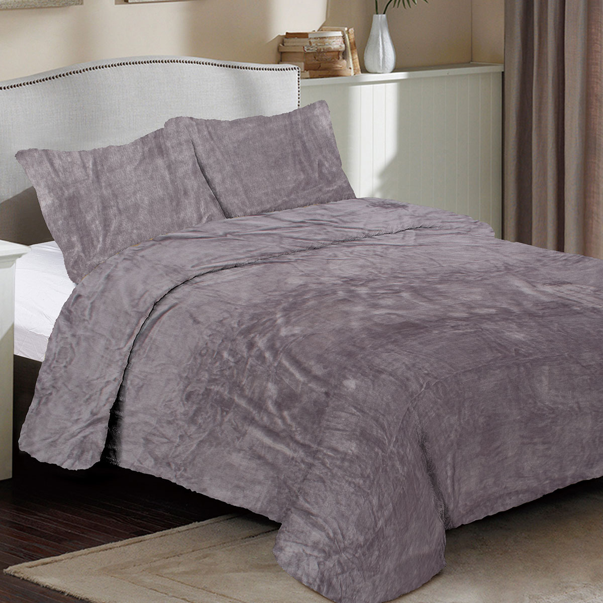 Κουβέρτα Fleece Υπέρδιπλη (220x240) Dimcol Solid 06 Grey