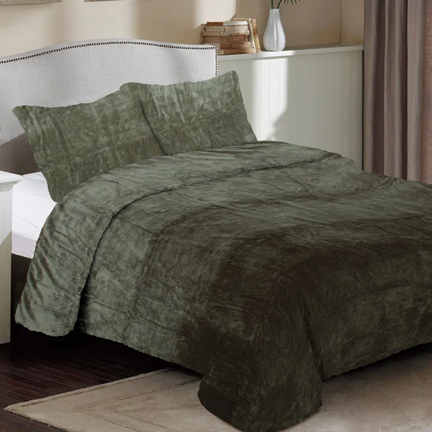 Κουβέρτα Fleece Υπέρδιπλη (220x240) Dimcol Solid 07 Olive