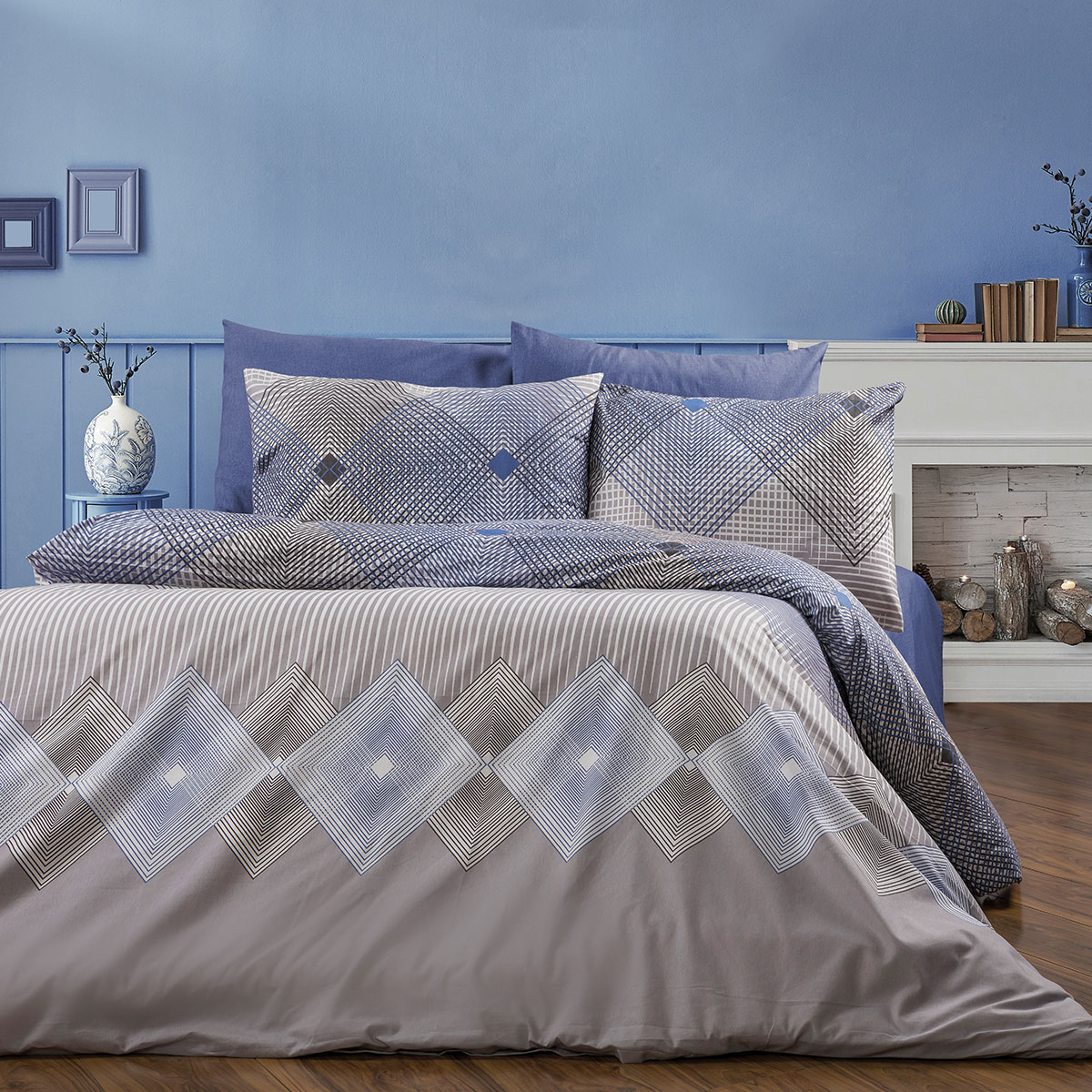 Πάπλωμα Μονό (160x240) Dimcol Καλλιρόη 604 Grey-Blue