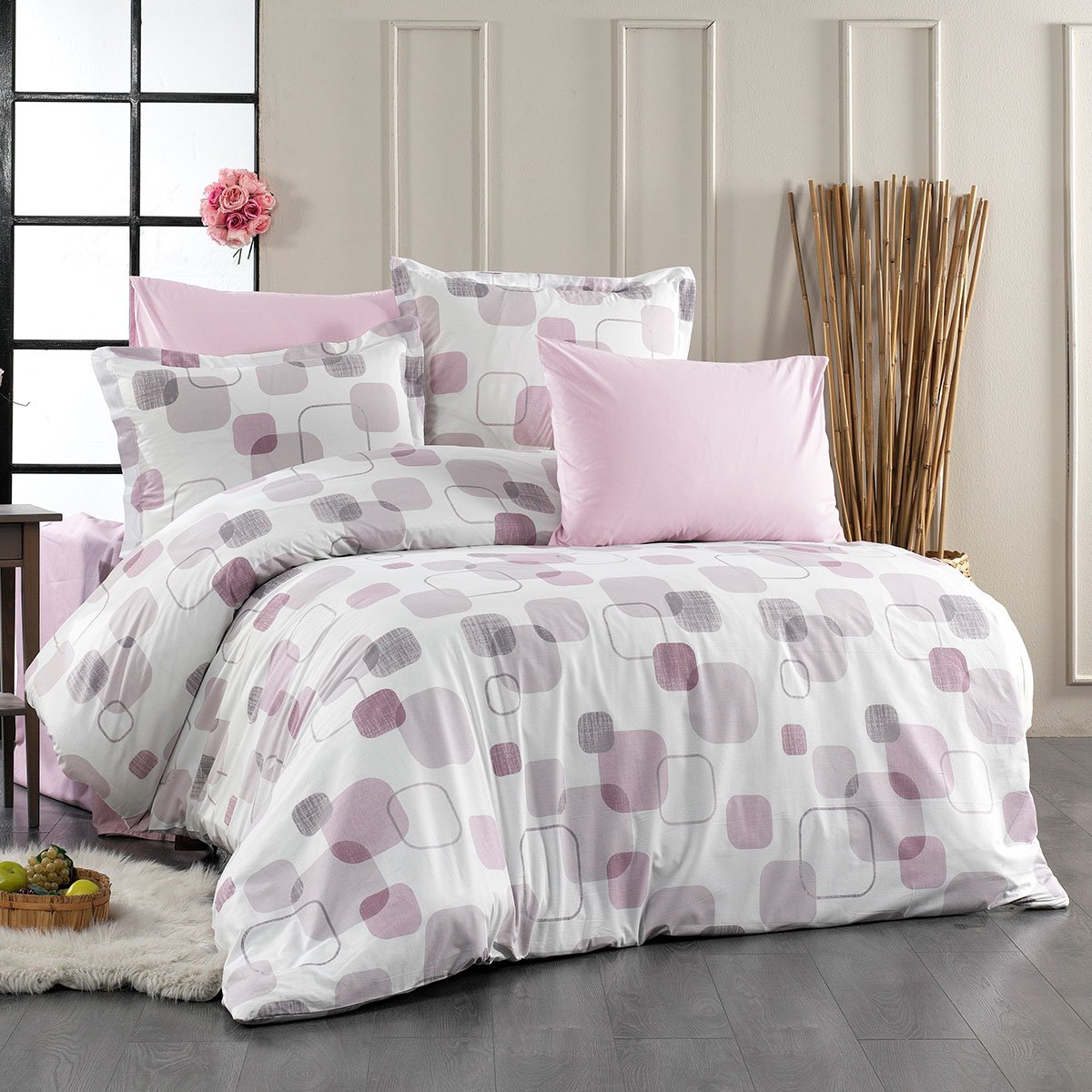 Πάπλωμα Υπέρδιπλο (220x240) Dimcol Μελίνα 709 White-Lilac