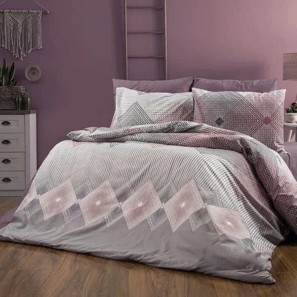 Σεντόνια Υπέρδιπλα (Σετ 240x270) Dimcol Καλλιρόη 606 Grey-Burgundy