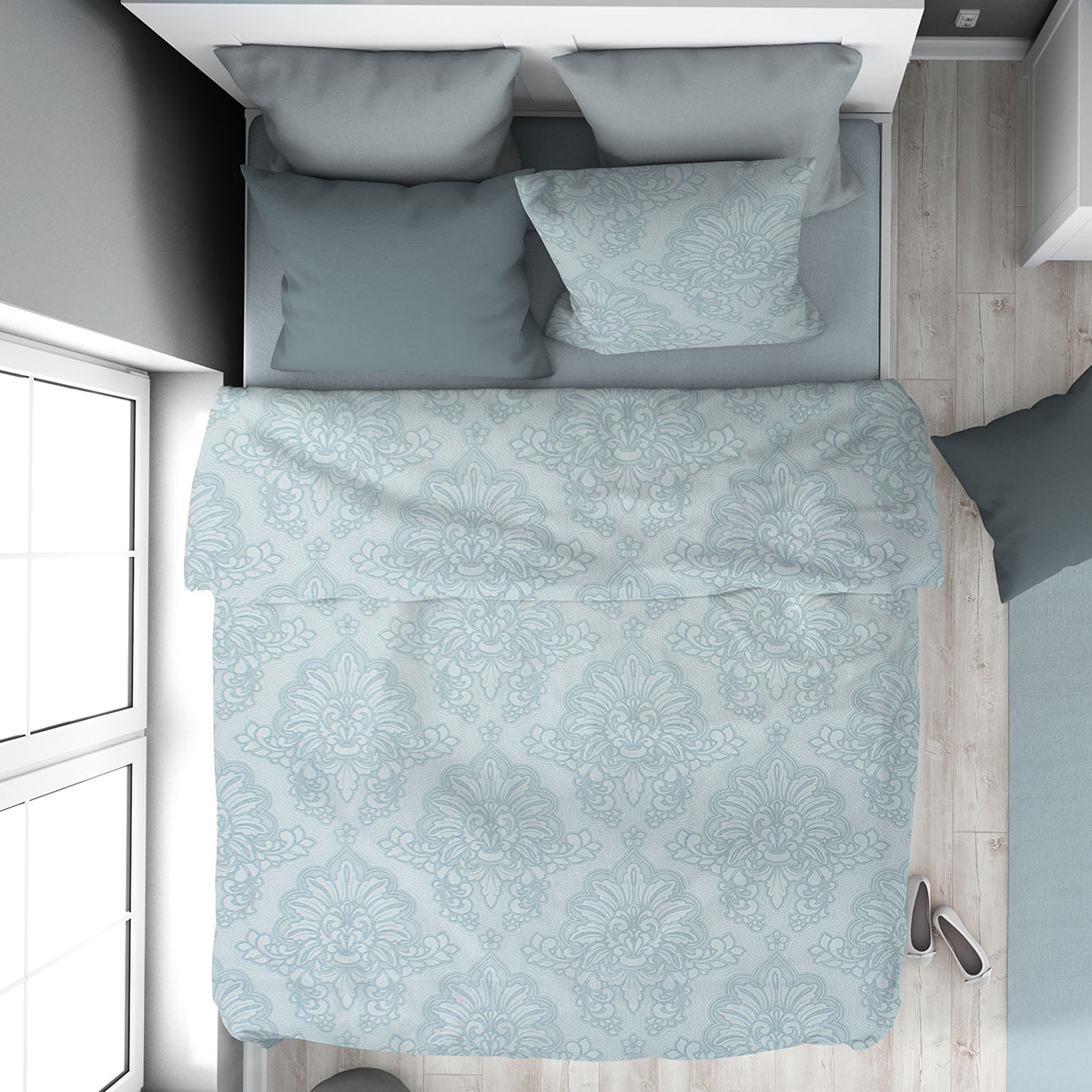 Σεντόνια Υπέρδιπλα (Σετ 240x270) Dimcol Άρτεμις 705 Light Blue-Grey