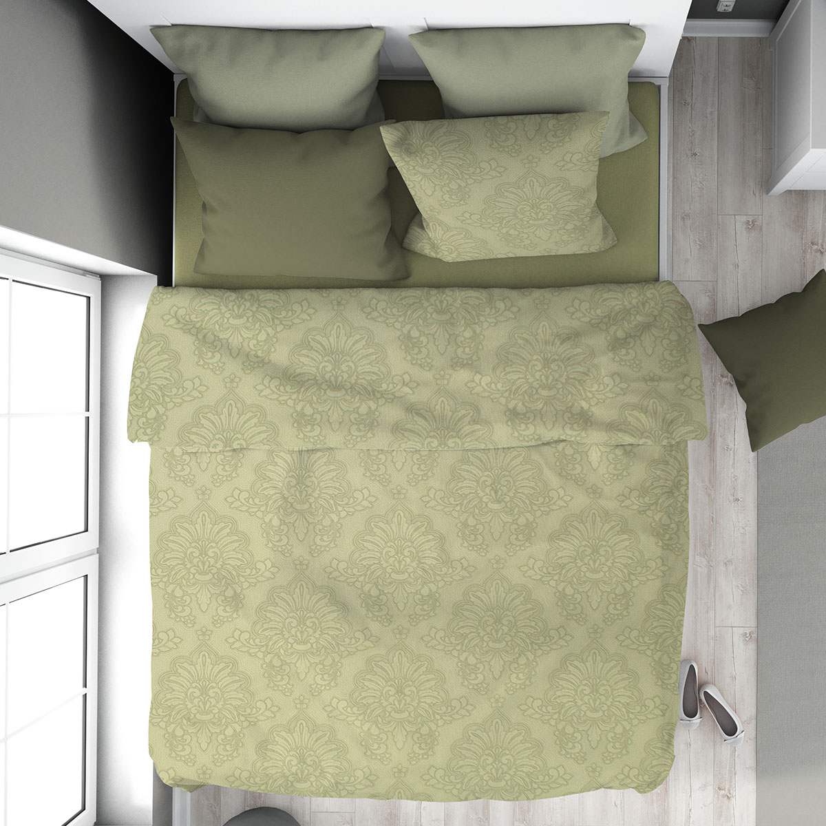 Σεντόνια Μονά (Σετ 160x240) Dimcol Άρτεμις 704 Light Olive