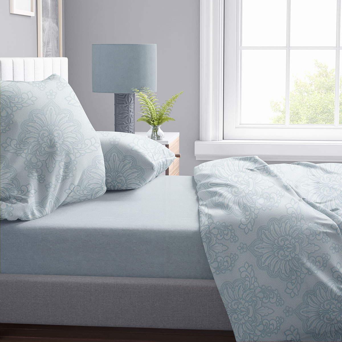 Σεντόνια Μονά (Σετ 160X240) Dimcol Άρτεμις 705 Light Blue-Grey Λευκά Είδη Κρεβατοκάμαρας Σετ Spitishop