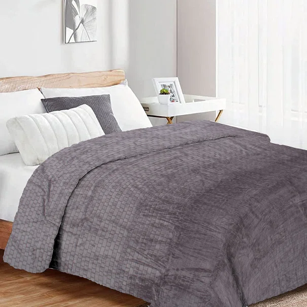 Κουβέρτα Fleece Υπέρδιπλη (220x240) Dimcol Brick 06 Grey