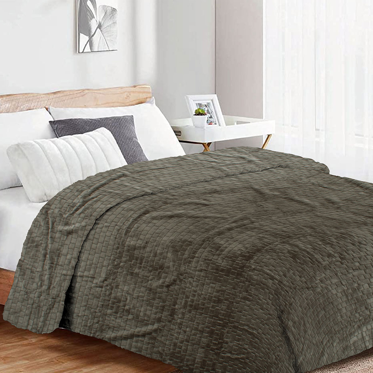Κουβέρτα Fleece Υπέρδιπλη (220x240) Dimcol Brick 07 Olive