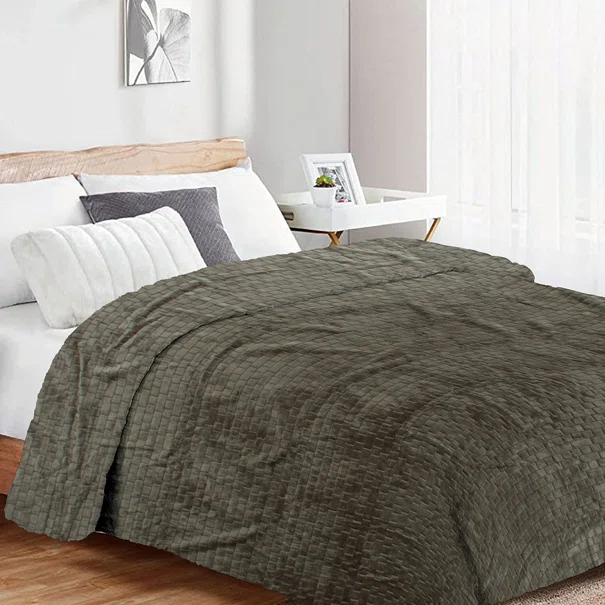 Κουβέρτα Fleece Υπέρδιπλη (220x240) Dimcol Brick 07 Olive