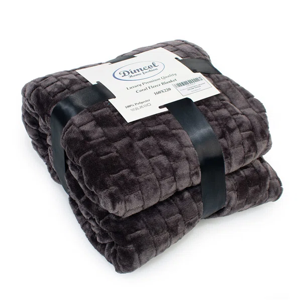 Κουβέρτα Fleece Μονή (160x220) Dimcol Brick 08 Grey-Black