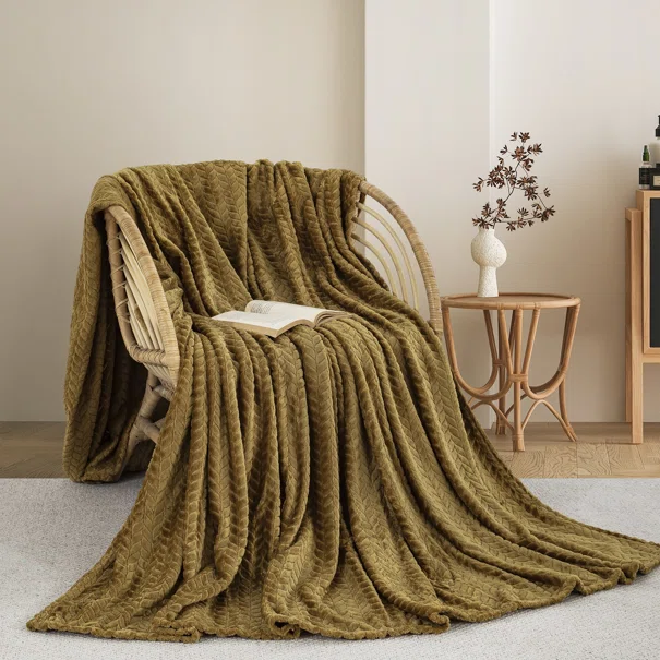 Κουβέρτα Fleece Ημίδιπλη (180x240) AdamHome 550 Honey Gold