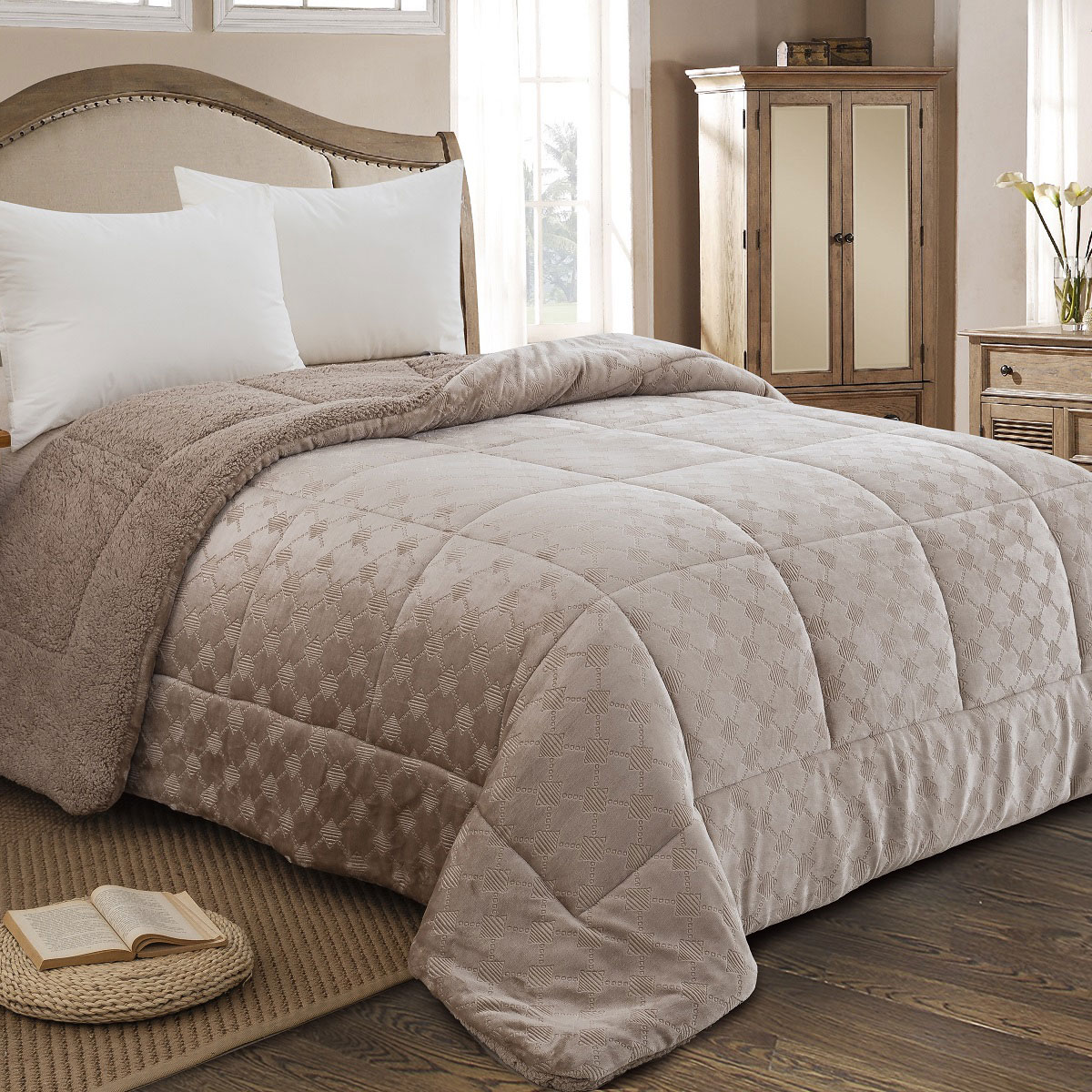 Κουβερτοπάπλωμα Μονό (160x220) AdamHome 825 Taupe