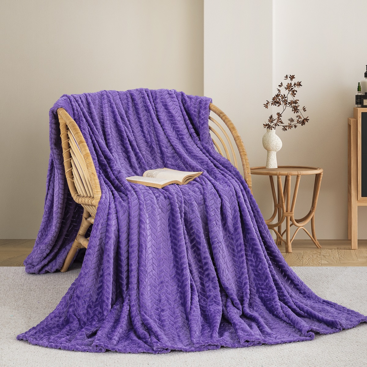 Κουβέρτα Fleece Υπέρδιπλη (220x240) AdamHome 550 Purple