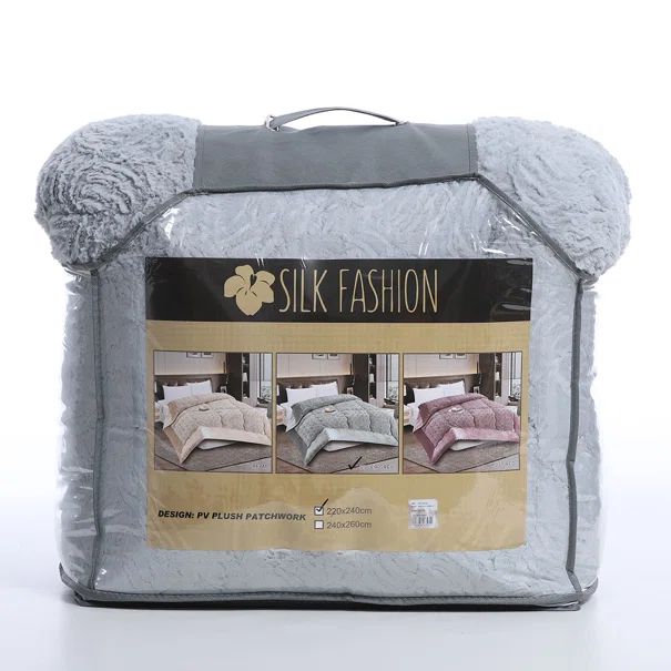 Κουβερτοπάπλωμα King Size (240x260) Silk Fashion Plush Blue Silver