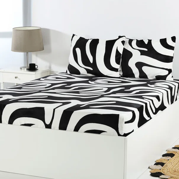 Σεντόνι Fleece Υπέρδιπλο Με Λάστιχο + Μαξιλαροθήκες (Σετ) Silk Fashion Design 3
