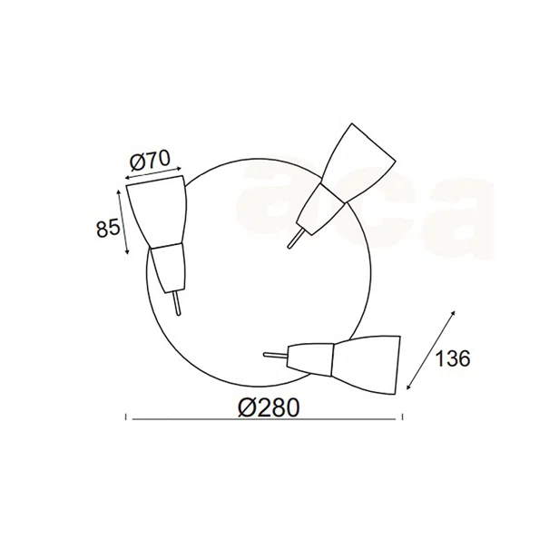 Σποτ Τρίφωτο Aca Kamet MC542NM3R Nickel