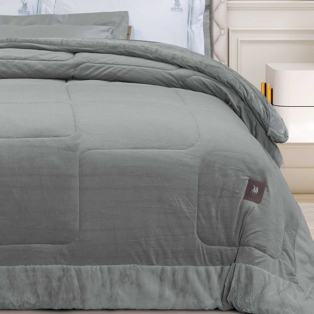 Κουβερτοπάπλωμα King Size (240X250) Greenwich Polo Club Essential 3967 Grey Λευκά Είδη Κρεβατοκάμαρας Παπλώματα Spitishop