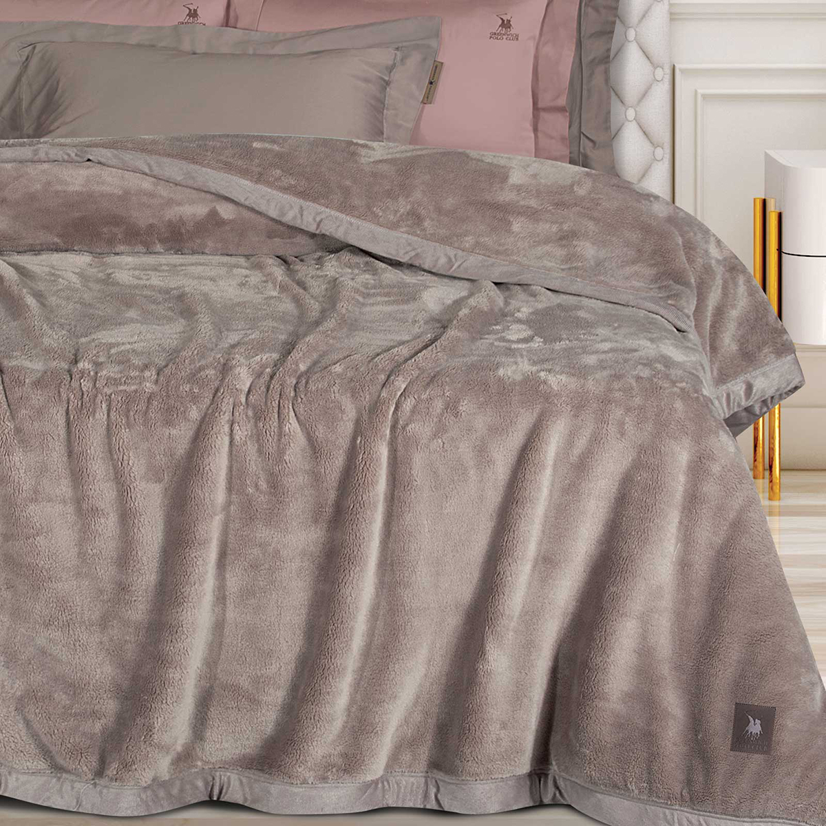 Κουβέρτα Βελουτέ King Size (240X250) Greenwich Polo Club Essential 3973 Dusty Lilac Λευκά Είδη Κρεβατοκάμαρας Κουβέρτες Υπέρδιπλες Spitishop