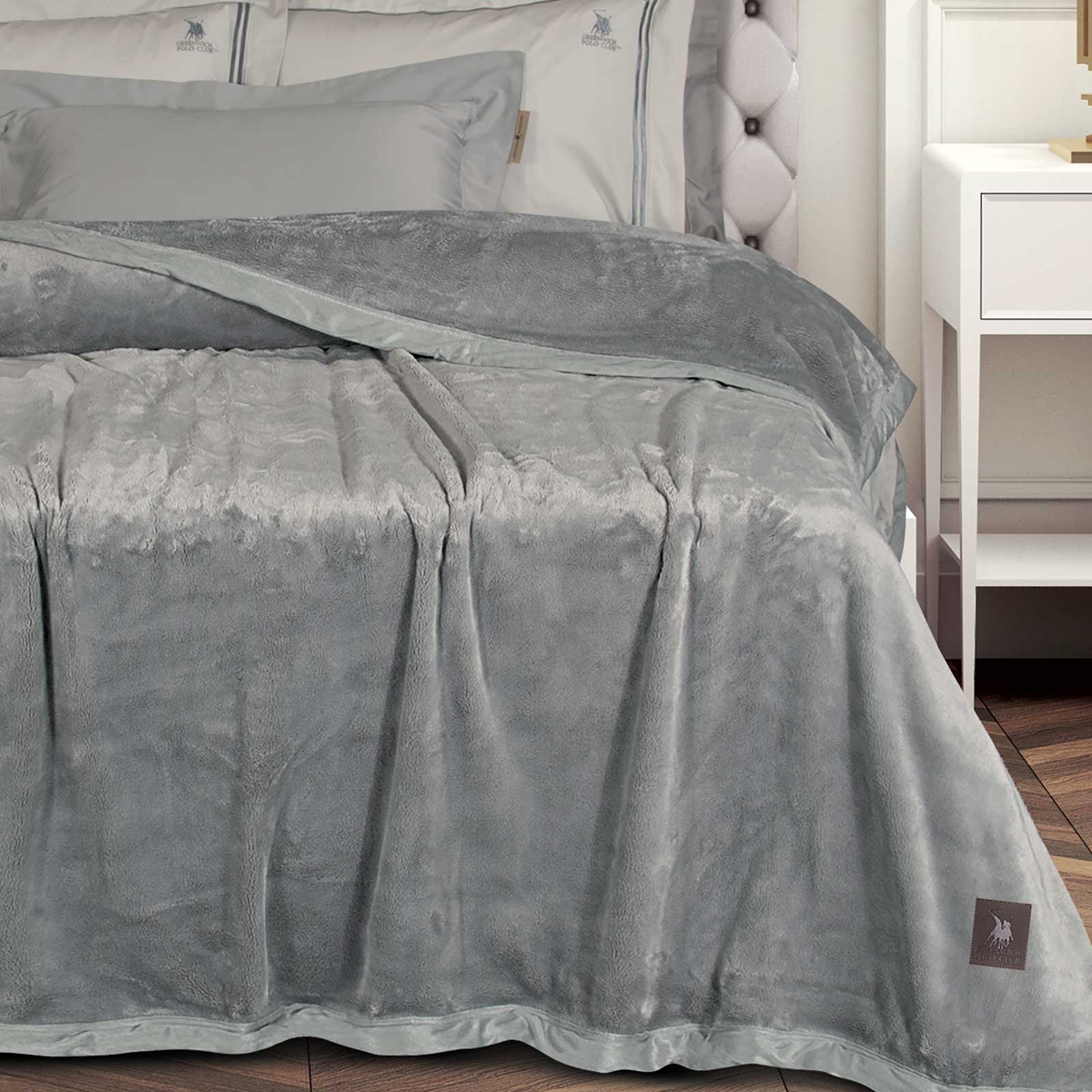 Κουβέρτα Βελουτέ King Size (240X250) Greenwich Polo Club Essential 3971 Grey Λευκά Είδη Κρεβατοκάμαρας Κουβέρτες Υπέρδιπλες Spitishop