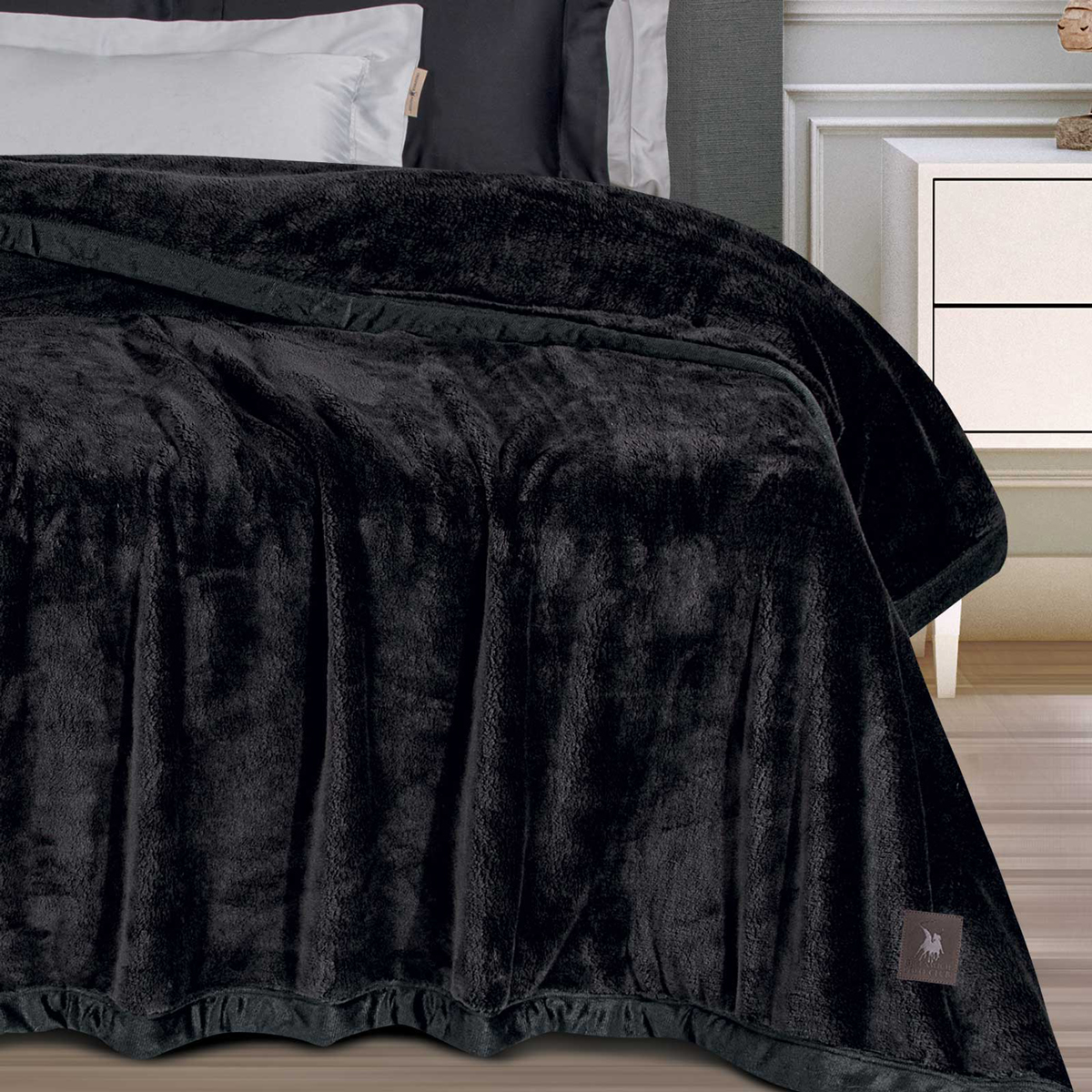 Κουβέρτα Βελουτέ King Size (240X250) Greenwich Polo Club Essential 3975 Black Λευκά Είδη Κρεβατοκάμαρας Κουβέρτες Υπέρδιπλες Spitishop