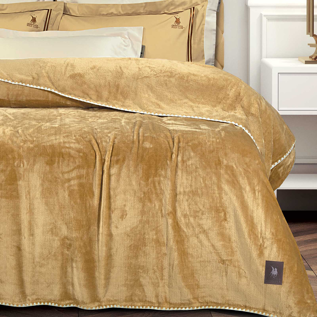 Κουβέρτα Fleece Μονή (170X240) Greenwich Polo Club Essential 4441 Ochre Λευκά Είδη Κρεβατοκάμαρας Κουβέρτες Μονές Spitishop