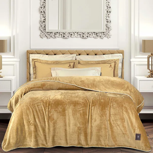 Κουβέρτα Fleece Υπέρδιπλη (220x240) Greenwich Polo Club Essential 4441 Ochre
