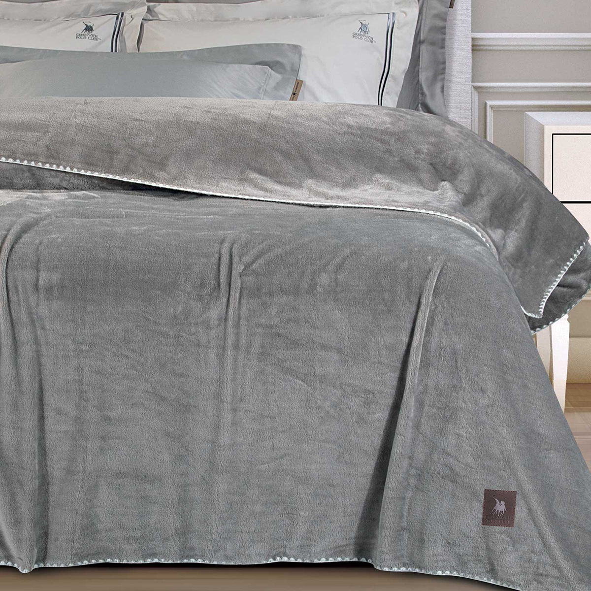 Κουβέρτα Fleece Υπέρδιπλη (220X240) Greenwich Polo Club Essential 4439 Grey Λευκά Είδη Κρεβατοκάμαρας Κουβέρτες Υπέρδιπλες Spitishop