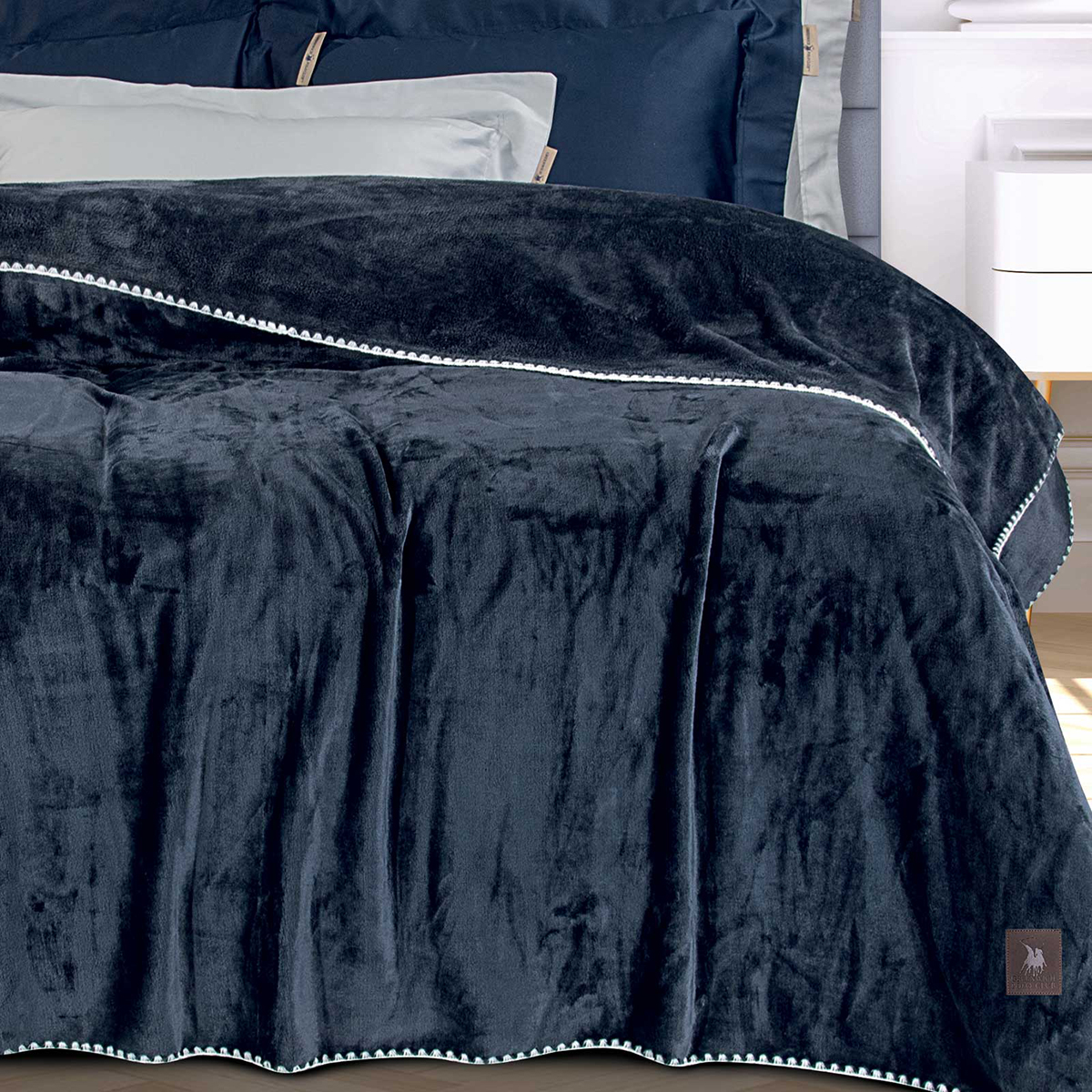 Κουβέρτα Fleece Υπέρδιπλη (220X240) Greenwich Polo Club Essential 4442 Royal Blue Λευκά Είδη Κρεβατοκάμαρας Κουβέρτες Υπέρδιπλες Spitishop