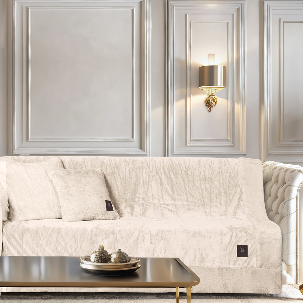 Ριχτάρι Καναπέ Διθέσιου Βελουτέ (180x250) Greenwich Polo Club 3968 Ivory