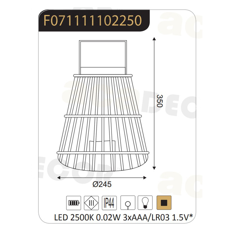 Φανάρι Led με Μπαταρία Aca Strudel F0711111 Bamboo Κήπος Διακοσμητικά Κήπου & Μπαλκονιού Spitishop