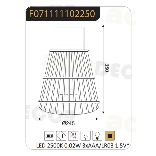 Φανάρι LED Με Μπαταρία Aca Strudel F0711111 Bamboo