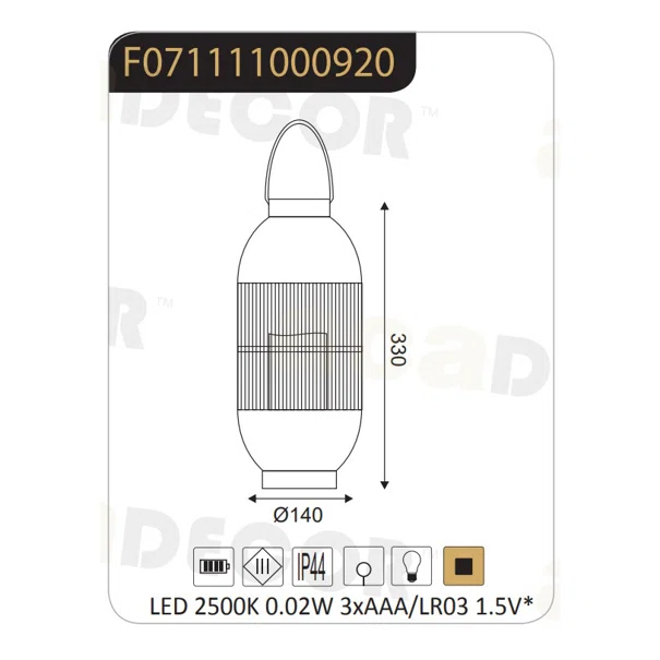 Φανάρι LED Με Μπαταρία Aca Nougat F0711110 Brown Antique