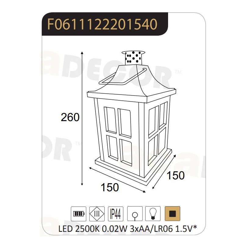 Φανάρι Led με Μπαταρία Aca Torte F06111222 White Antique Κήπος Διακοσμητικά Κήπου & Μπαλκονιού Spitishop
