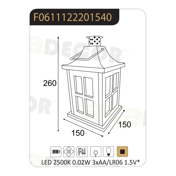 Φανάρι LED Με Μπαταρία Aca Torte F06111222 White Antique